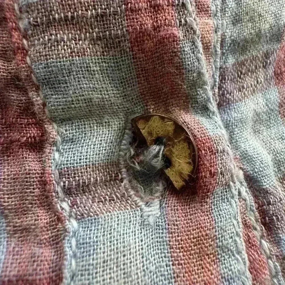 Free People Gone Rogue Ruffle Top Plaid Button Up size S - Picture 4 of 4